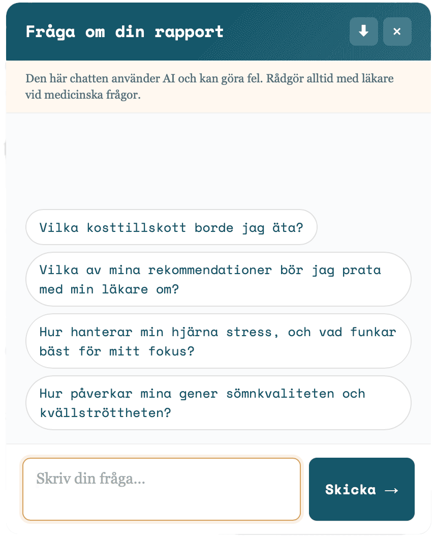 Förhandsvisning av chatten i rapporten